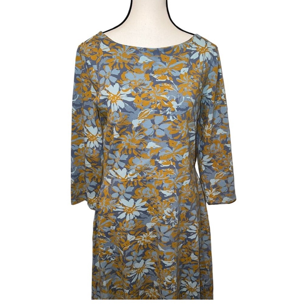 Pact Floral Midi Dress in Blue and Mustard - Picture 2 of 4